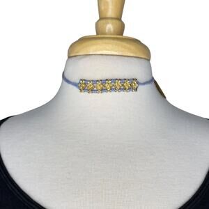SHIRALEAH New Blue Sadie Braided Choker Necklace Gold Geometric Retro